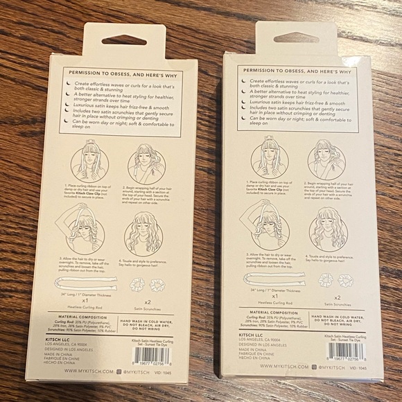 Kitsch heatless curling sets for hair, NEW IN PACKAGE never opened two sets. - Picture 2 of 2